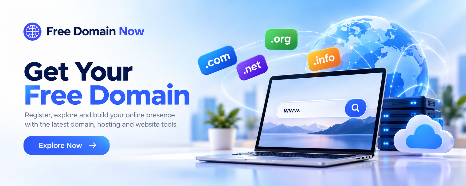 Free Domain Now Tech Banner